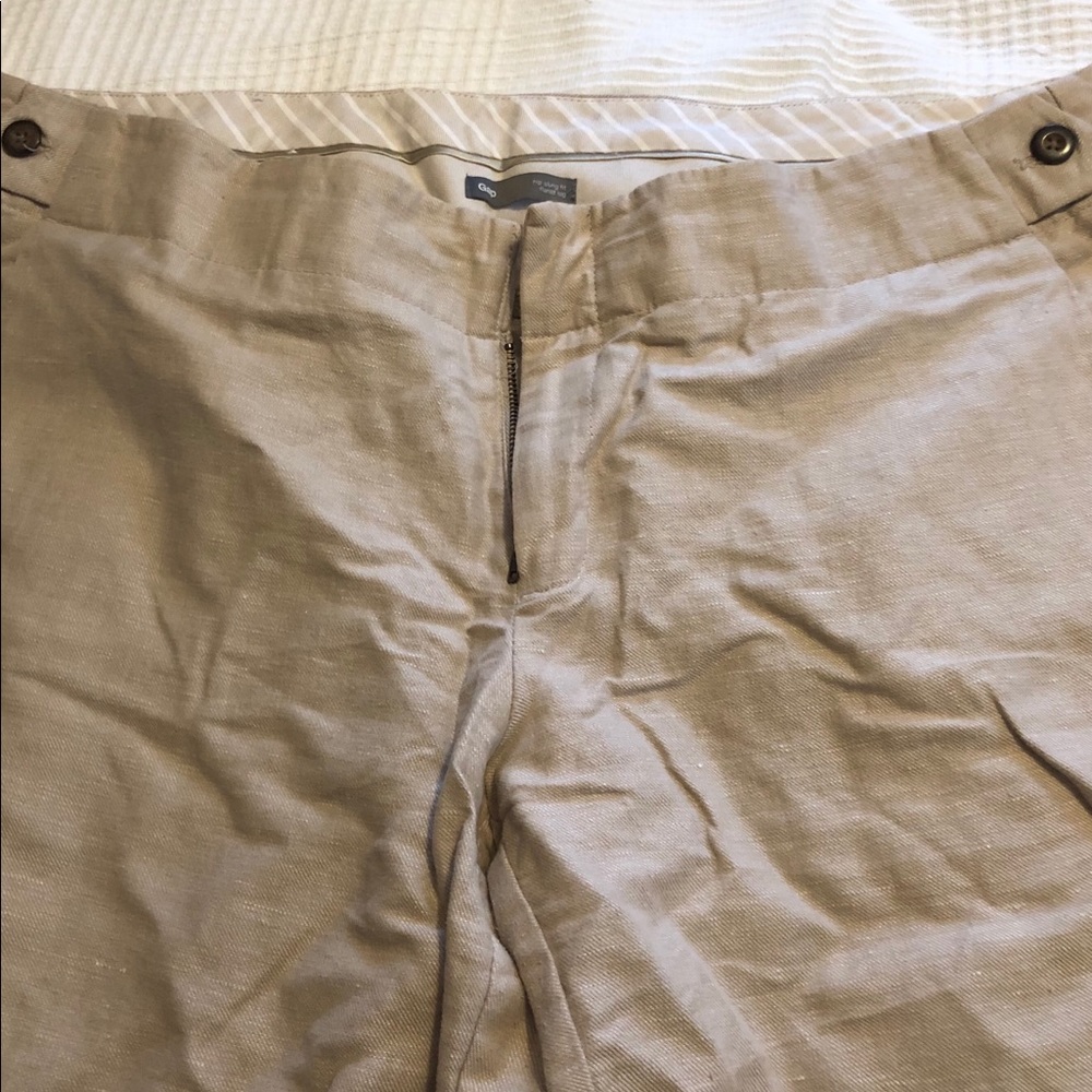 Linen, wide leg, slung fit, drop waist pant.